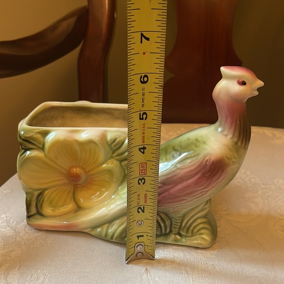 Vintage Hull Pottery USA 1961 pheasant planter with yellow flowers, EUC - Picture 10 of 12